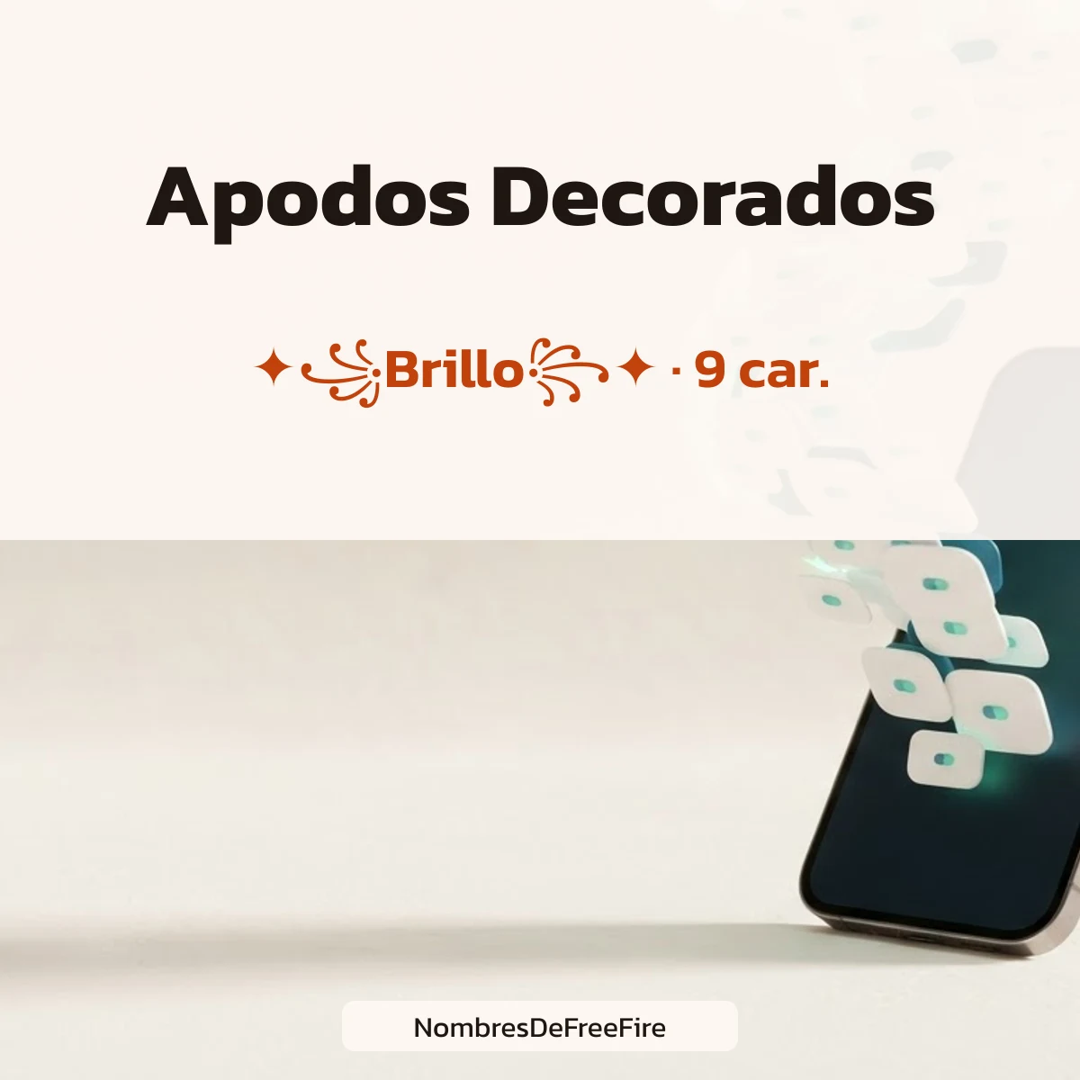 Apodos decorados para Free Fire con marcos y símbolos
