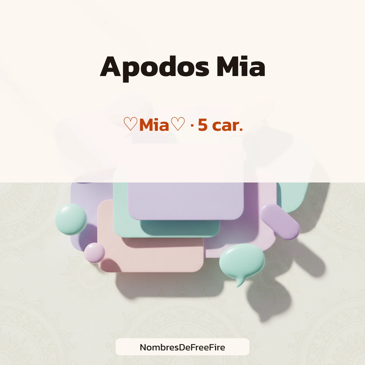 Apodos Mia para Free Fire con letras especiales